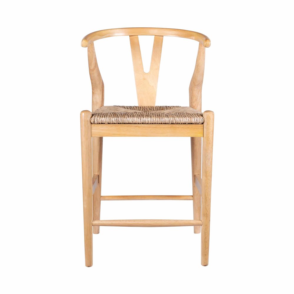 Boraam - Wishbone Counter Height Kitchen Bar Stool - Natural Finish - 50024 view 2