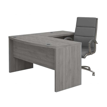 Bush Business Furniture - Echo L Shaped Bow Front Desk with High Back Chair in Modern Gray - ECH034MG veiw 1