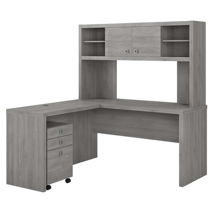 Bush Business Furniture - Echo L Shaped Desk with Hutch and Mobile File Cabinet in Modern Gray - ECH009MG veiw 1