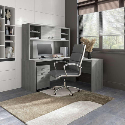 Bush Business Furniture - Echo L Shaped Desk with Hutch and Mobile File Cabinet in Modern Gray - ECH009MG veiw 2