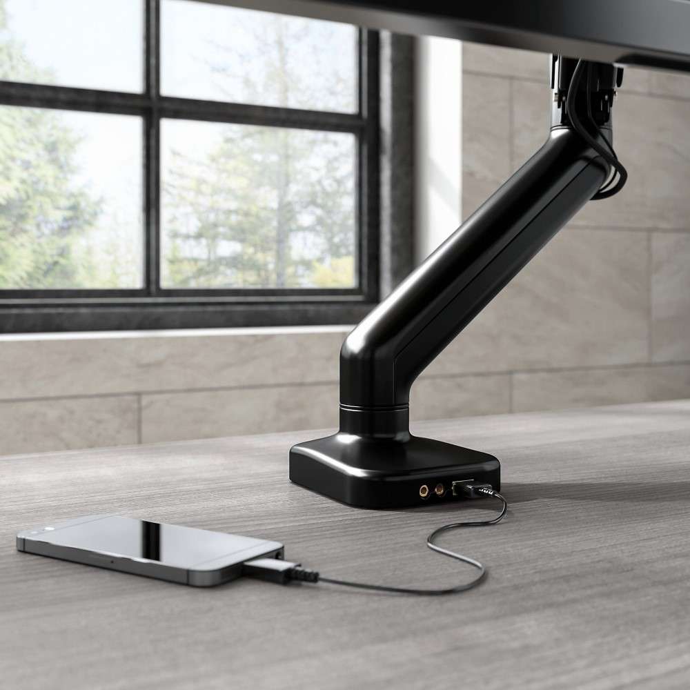 Bush Furniture - Adjustable Monitor Arm with USB Port in Satin Black - AC99890-03 veiw 5