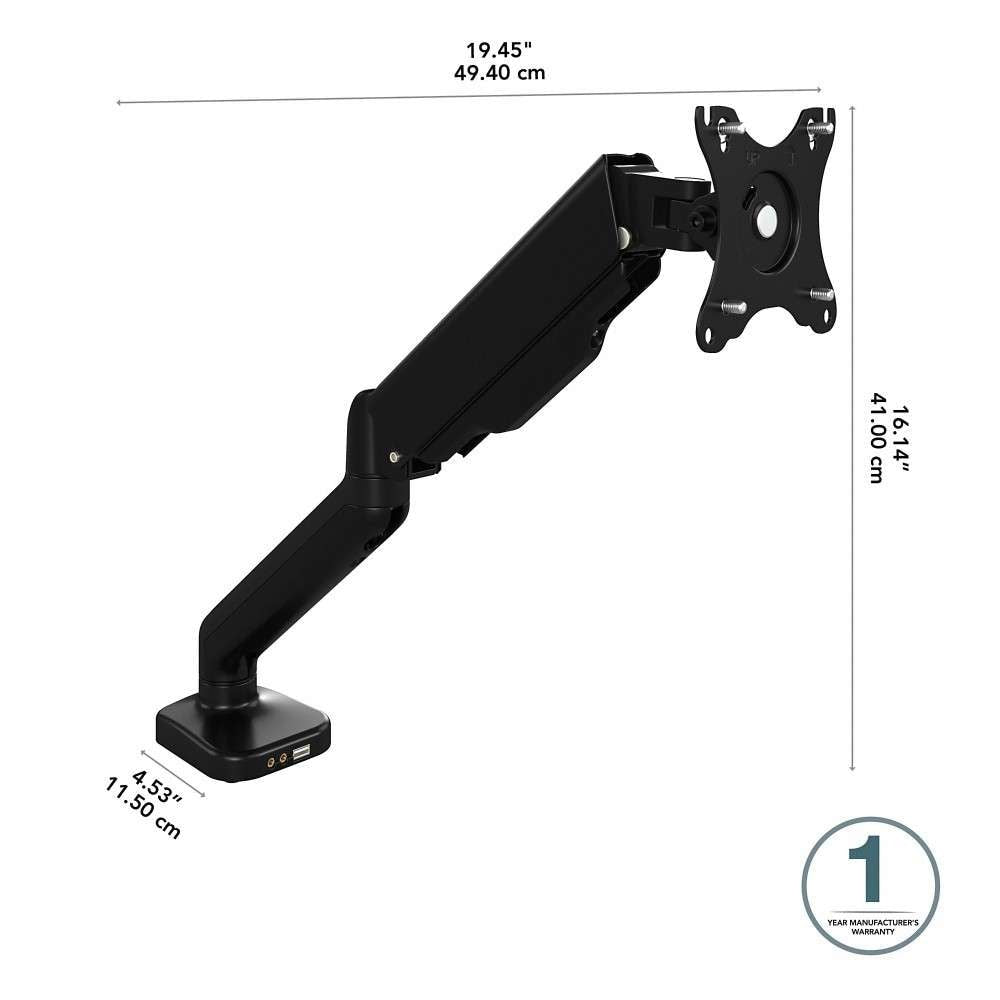 Bush Furniture - Adjustable Monitor Arm with USB Port in Satin Black - AC99890-03 veiw 6