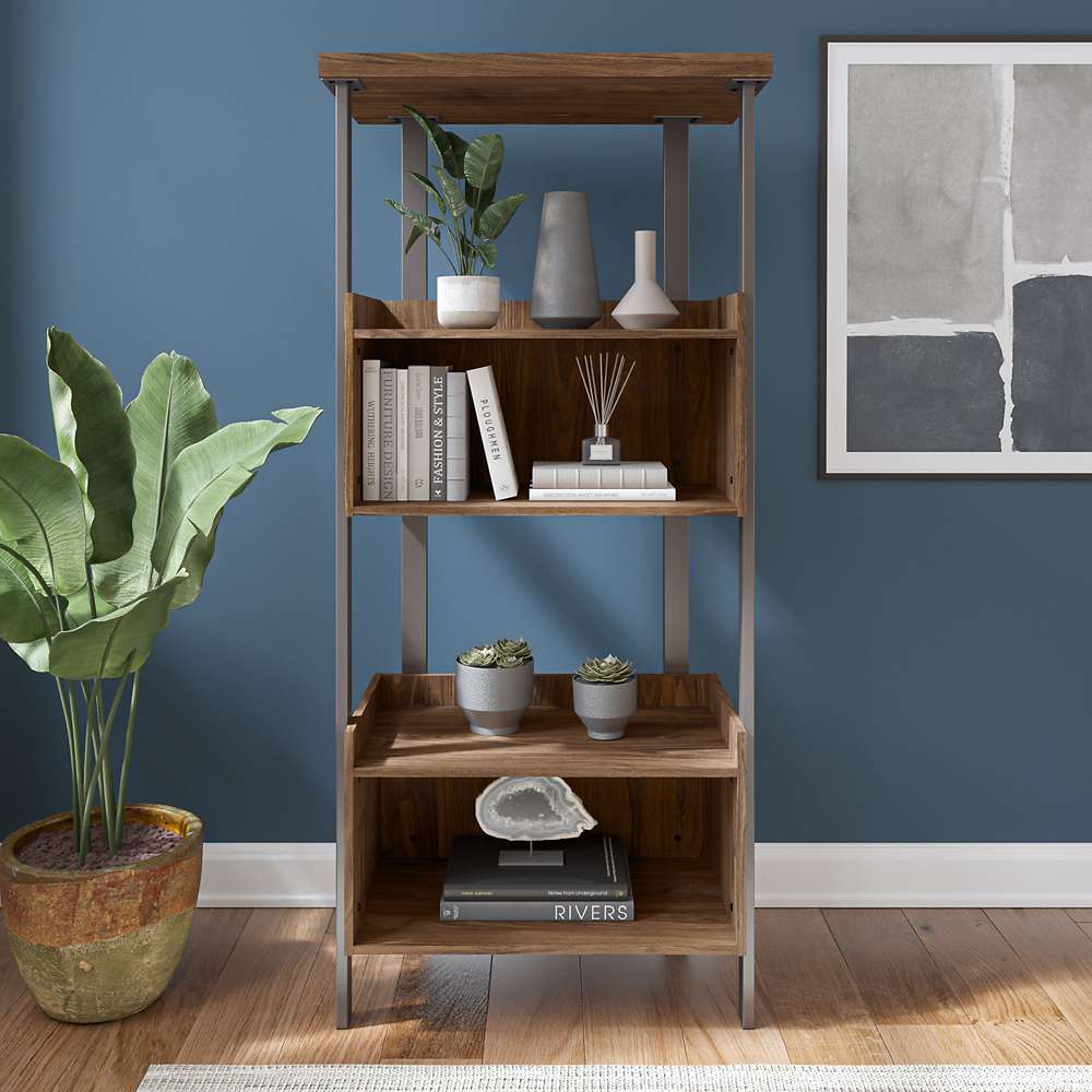 Bush Furniture - Architect 4 Shelf Bookcase in Modern Walnut - ACB131MW-03 veiw 4