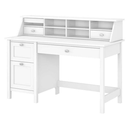 Bush Furniture - Broadview 54W Computer Desk with Drawers and Desktop Organizer in Pure White - BD005WH veiw 1