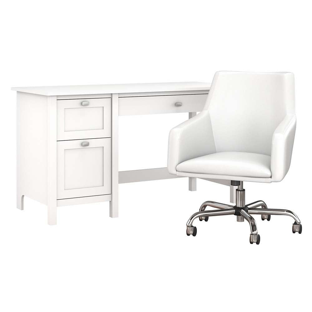 Bush Furniture - Broadview 54W Computer Desk and Chair Set in Pure White - BD021WH veiw 1