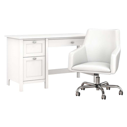 Bush Furniture - Broadview 54W Computer Desk and Chair Set in Pure White - BD021WH veiw 1