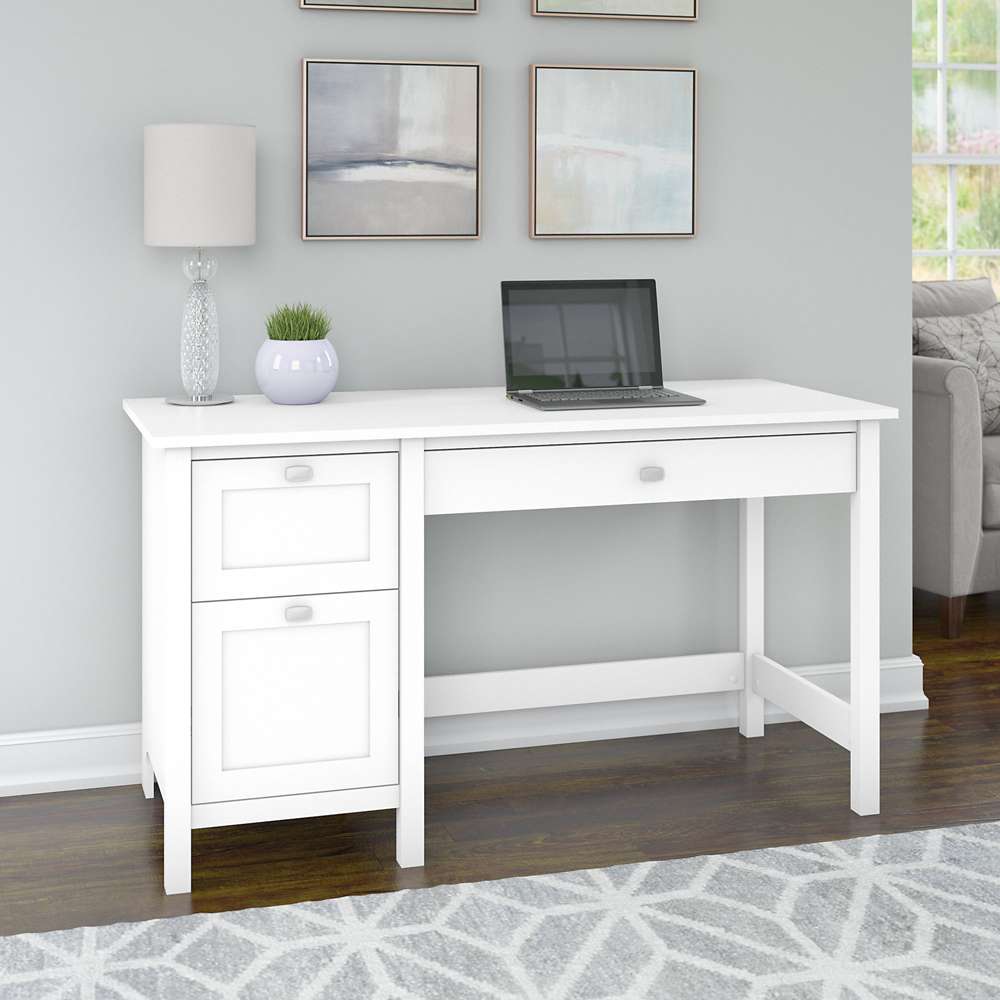 Bush Furniture - Broadview 54W Computer Desk with Drawers in Pure White - BDD254WH-03 veiw 4