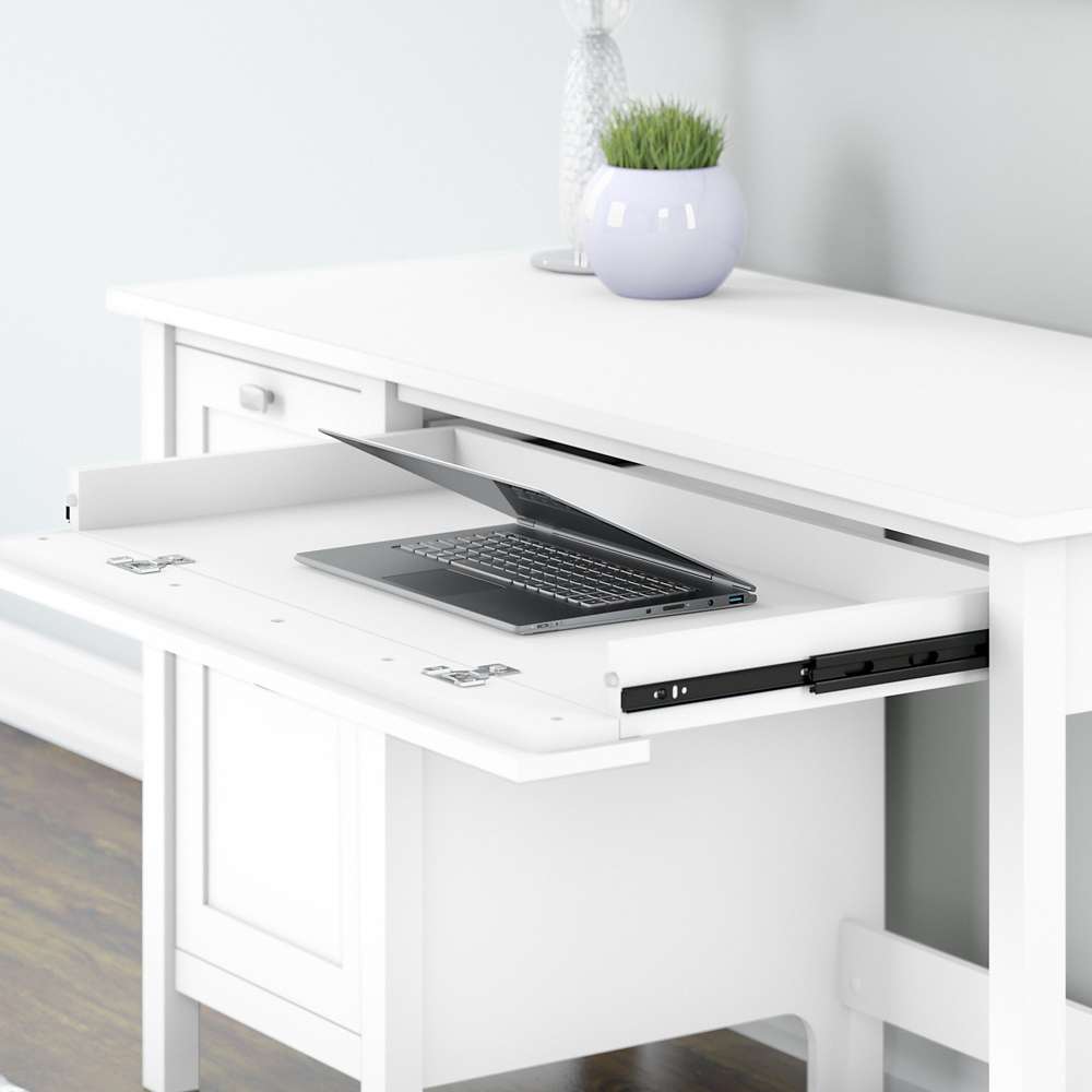 Bush Furniture - Broadview 54W Computer Desk with Drawers in Pure White - BDD254WH-03 veiw 5