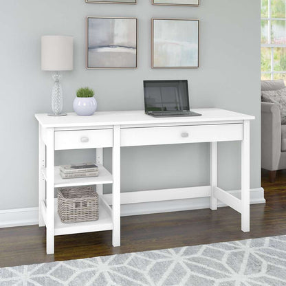 Bush Furniture - Broadview 54W Computer Desk with Shelves in Pure White - BDD154WH-03 veiw 4