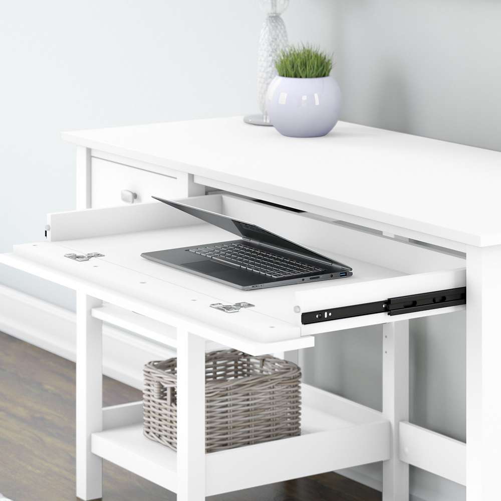 Bush Furniture - Broadview 54W Computer Desk with Shelves in Pure White - BDD154WH-03 veiw 5