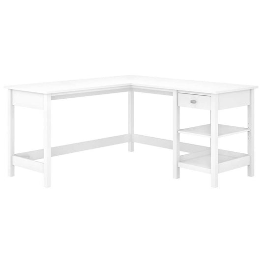 Bush Furniture - Broadview 60W L Shaped Computer Desk with Storage in Pure White - BDD260WH-03 veiw 1