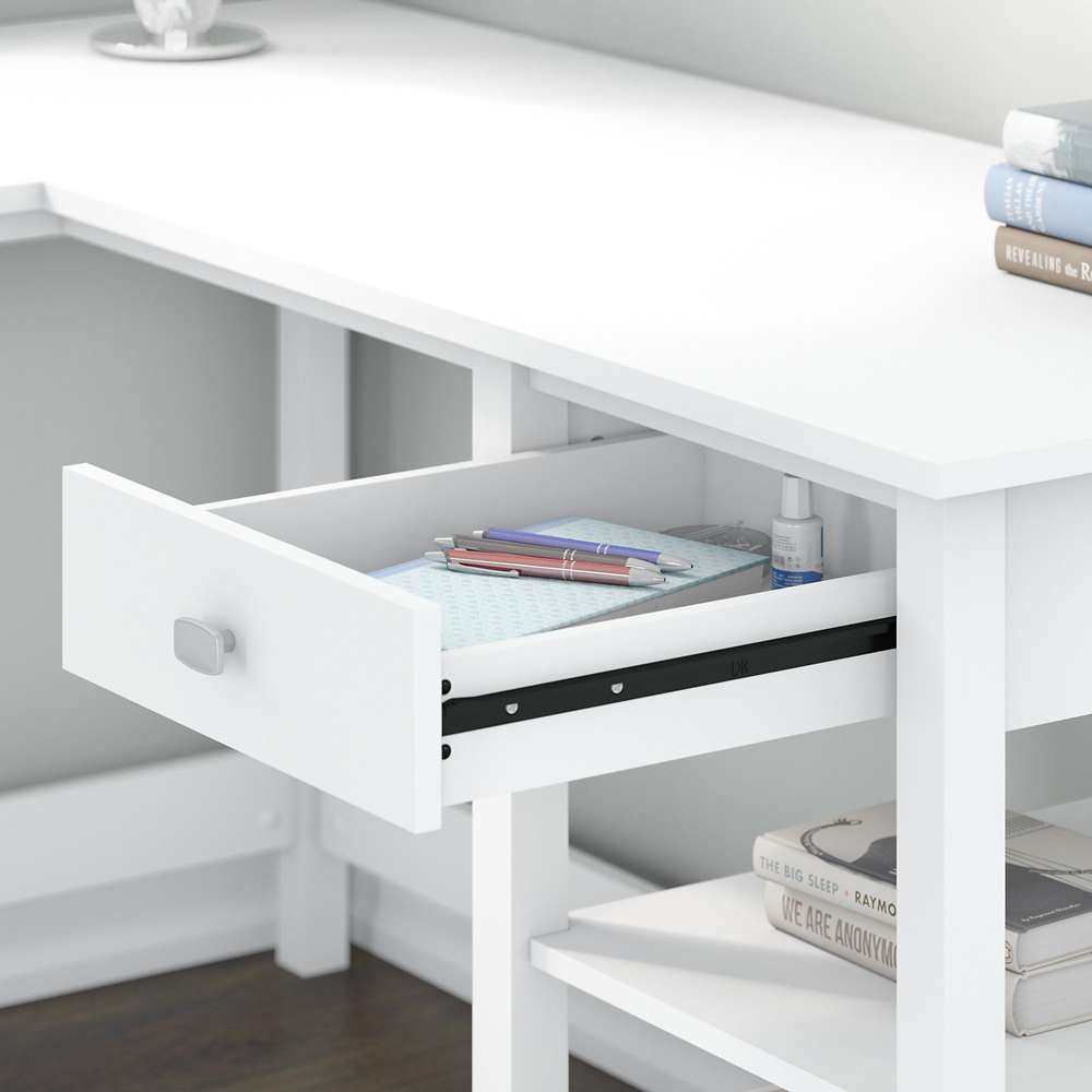 Bush Furniture - Broadview 60W L Shaped Computer Desk with Storage in Pure White - BDD260WH-03 veiw 5