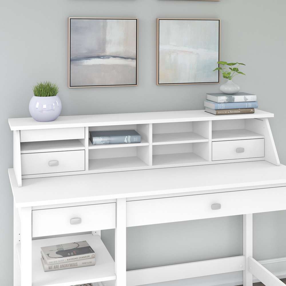 Bush Furniture - Broadview Desktop Organizer in Pure White - BDH154WH-03 veiw 4