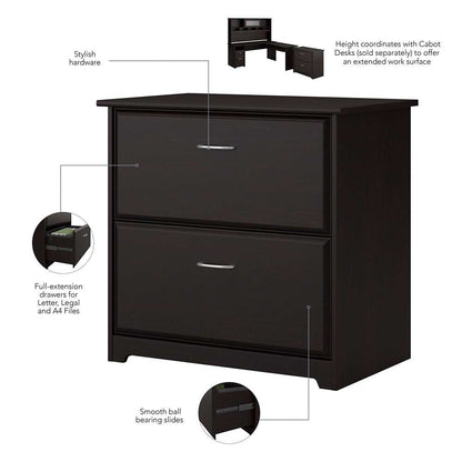 Bush Furniture Cabot 2 Drawer Lateral File Cabinet in Espresso Oak - WC31880 veiw 4