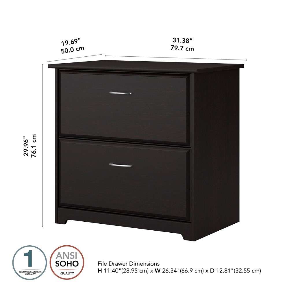 Bush Furniture Cabot 2 Drawer Lateral File Cabinet in Espresso Oak - WC31880 veiw 6