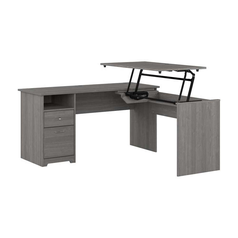 Bush Furniture - Cabot 60W 3 Position Sit to Stand L Shaped Desk in Modern Gray - CAB043MG veiw 1