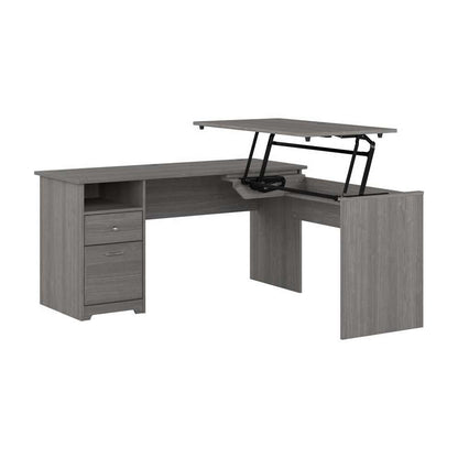 Bush Furniture - Cabot 60W 3 Position Sit to Stand L Shaped Desk in Modern Gray - CAB043MG veiw 1