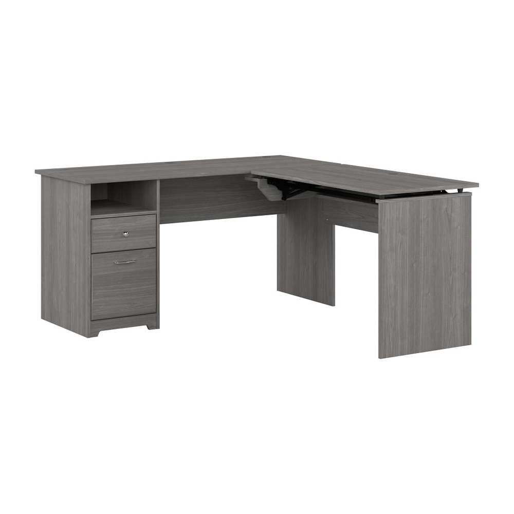 Bush Furniture - Cabot 60W 3 Position Sit to Stand L Shaped Desk in Modern Gray - CAB043MG veiw 3