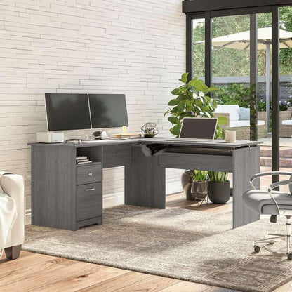 Bush Furniture - Cabot 60W 3 Position Sit to Stand L Shaped Desk in Modern Gray - CAB043MG veiw 10
