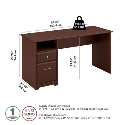 Bush Furniture - Cabot 60W Computer Desk with Drawers in Harvest Cherry - WC31460 veiw 5
