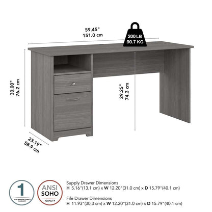 Bush Furniture - Cabot 60W Computer Desk with Drawers in Modern Gray - WC31360 veiw 5