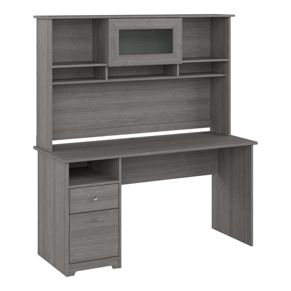 Bush Furniture - Cabot 60W Computer Desk with Hutch in Modern Gray - CAB042MG veiw 1
