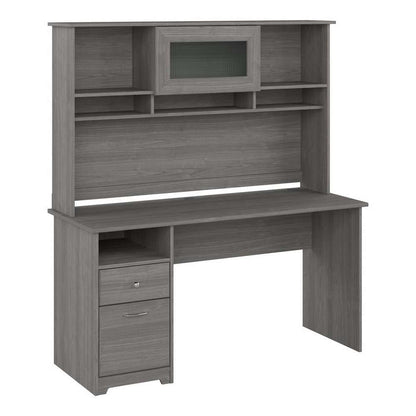 Bush Furniture - Cabot 60W Computer Desk with Hutch in Modern Gray - CAB042MG veiw 1