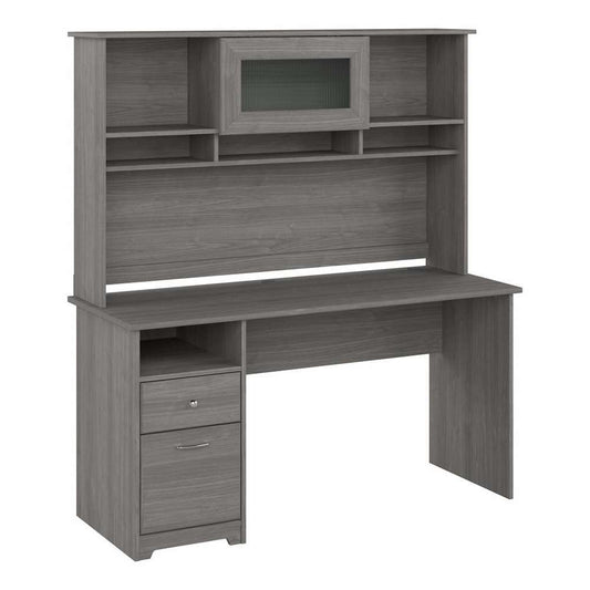 Bush Furniture - Cabot 60W Computer Desk with Hutch in Modern Gray - CAB042MG veiw 1