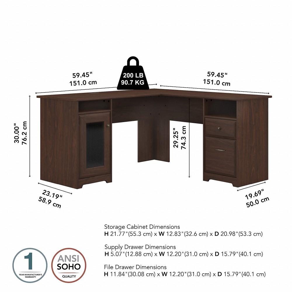 Bush Furniture - Cabot 60W L Shaped Computer Desk in Modern Walnut - WC31030K veiw 6