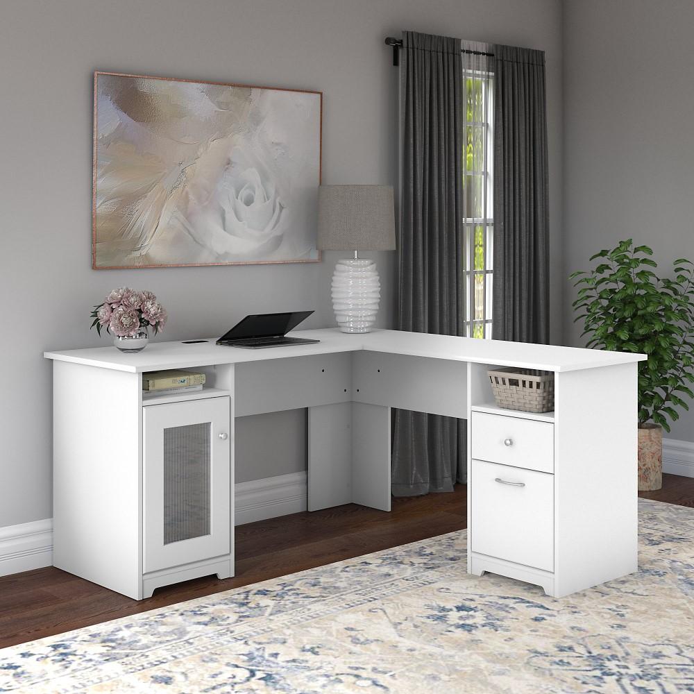 Bush Furniture - Cabot 60W L Shaped Computer Desk in White - WC31930K veiw 2