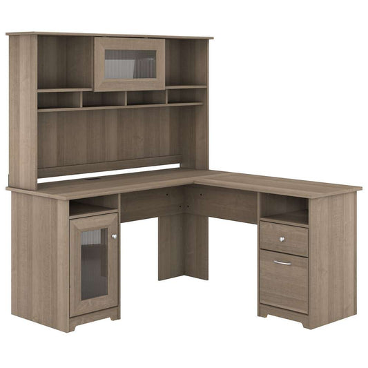 Bush Furniture - Cabot 60W L Shaped Computer Desk with Hutch in Ash Gray - CAB001AG veiw 1