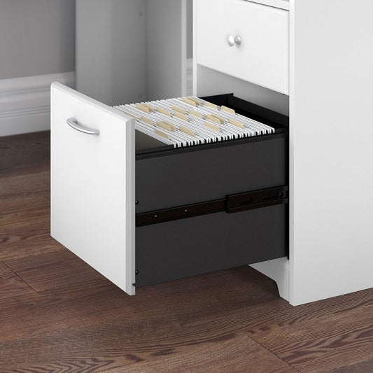 Bush Furniture - Cabot 60W L Shaped Computer Desk with Mid Back Leather Box Chair in White - CAB059WHN veiw 2