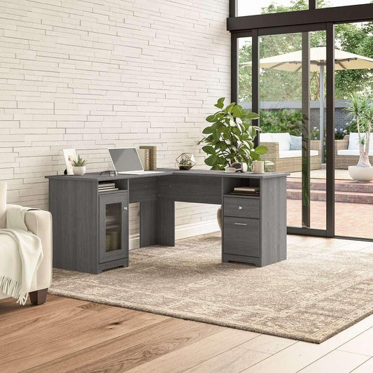 Bush Furniture Cabot 60W L Shaped Computer Desk with Storage in Modern Gray - WC31330K veiw 2