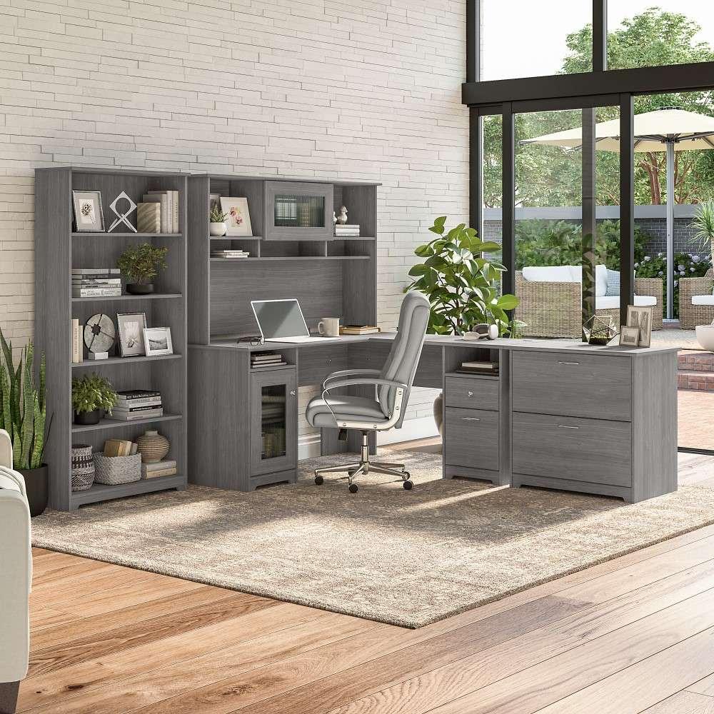 Bush Furniture Cabot 60W L Shaped Computer Desk with Storage in Modern Gray - WC31330K veiw 3