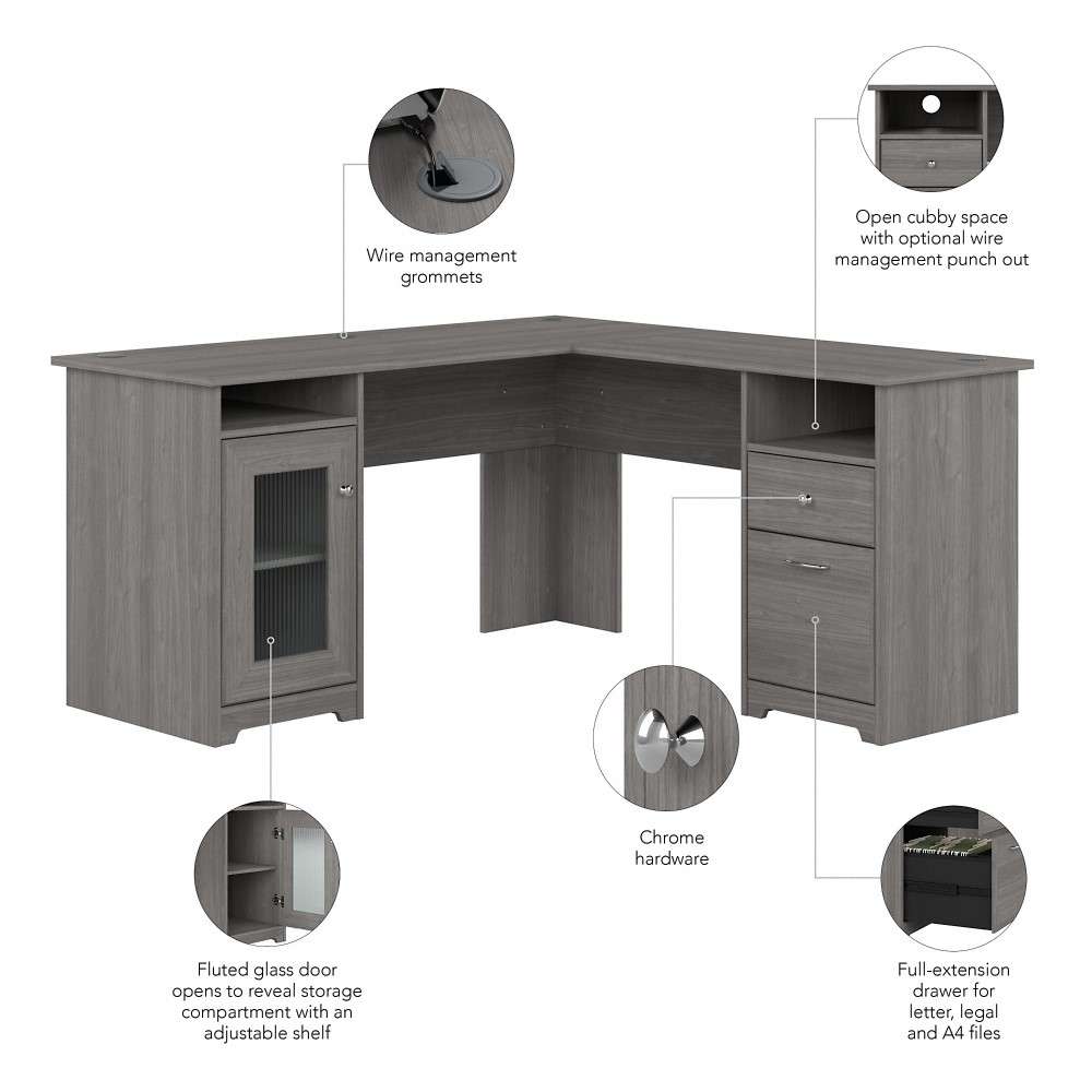 Bush Furniture Cabot 60W L Shaped Computer Desk with Storage in Modern Gray - WC31330K veiw 4