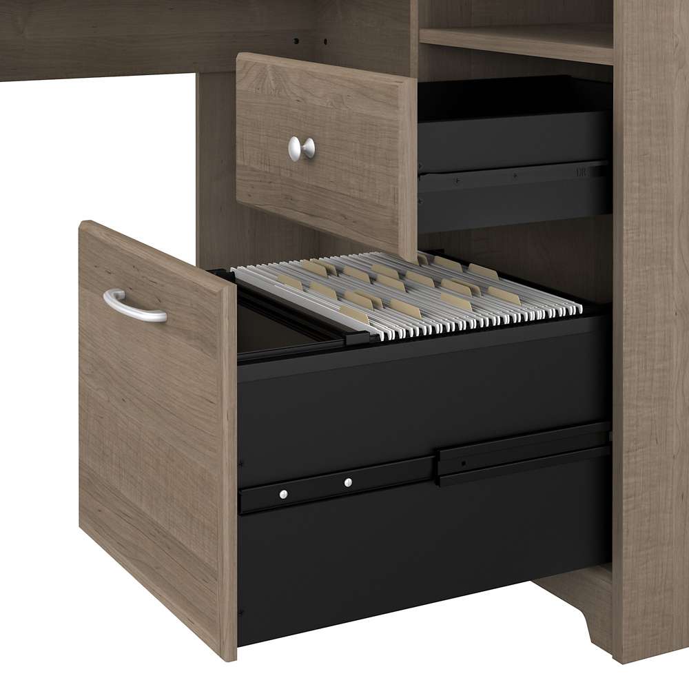 Bush Furniture - Cabot 60W L Shaped Computer Desk with Mid Back Leather Box Chair in Ash Gray - CAB059AG veiw 5