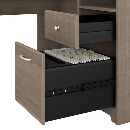 Bush Furniture - Cabot 60W L Shaped Computer Desk with Mid Back Leather Box Chair in Ash Gray - CAB059AG veiw 5