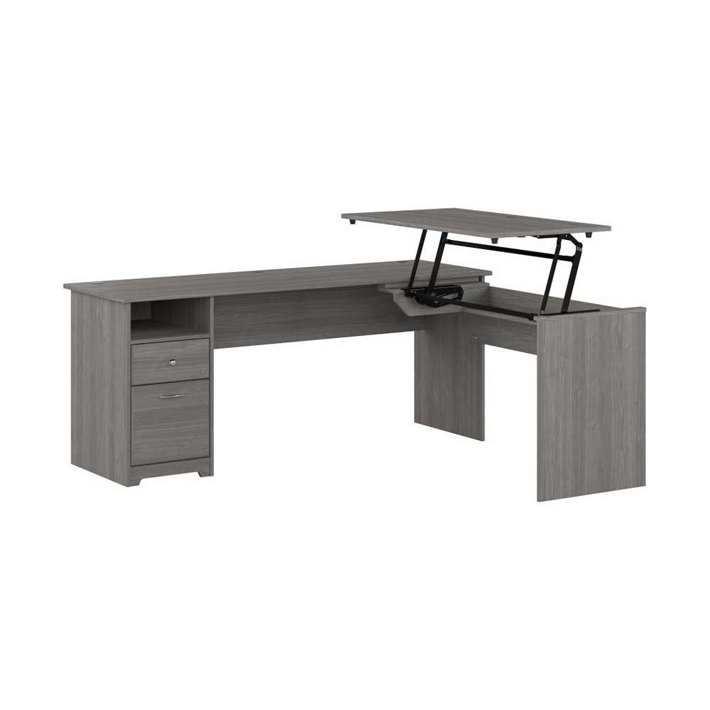 Bush Furniture - Cabot 72W 3 Position Sit to Stand L Shaped Desk in Modern Gray - CAB050MG veiw 1