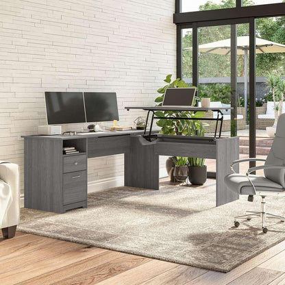 Bush Furniture - Cabot 72W 3 Position Sit to Stand L Shaped Desk in Modern Gray - CAB050MG veiw 2