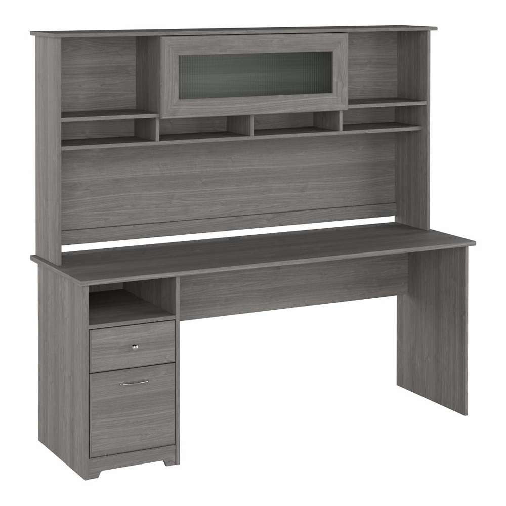 Bush Furniture - Cabot 72W Computer Desk with Hutch in Modern Gray - CAB049MG veiw 1