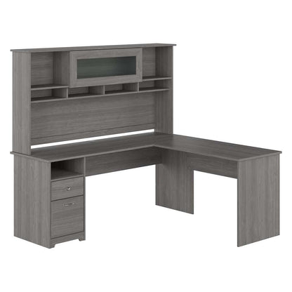 Bush Furniture - Cabot 72W L Shaped Computer Desk with Hutch and Drawers in Modern Gray - CAB053MG veiw 1