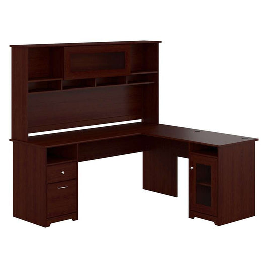 Bush Furniture - Cabot 72W L Shaped Computer Desk with Hutch and Storage in Harvest Cherry - CAB073HVC veiw 1