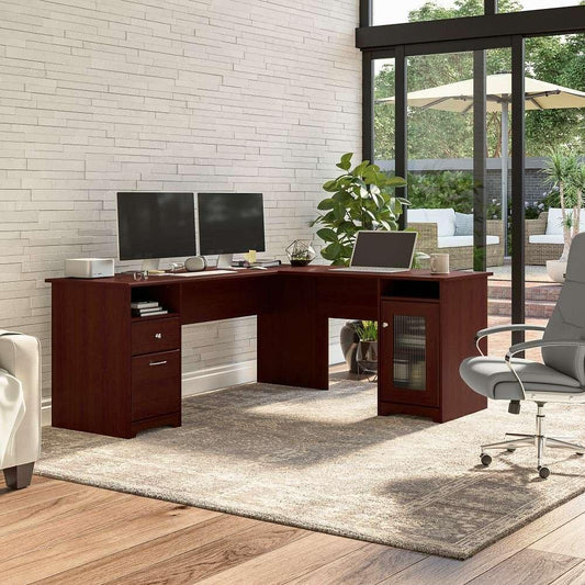 Bush Furniture - Cabot 72W L Shaped Computer Desk with Storage in Harvest Cherry - CAB072HVC veiw 2