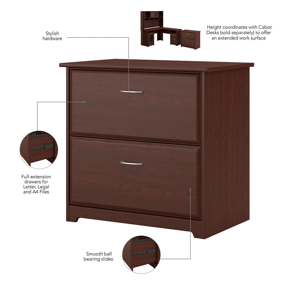 Bush Furniture  -  Cabot Lateral File Cabinet in Harvest Cherry  - WC31480 veiw 7