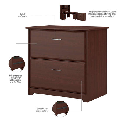 Bush Furniture  -  Cabot Lateral File Cabinet in Harvest Cherry  - WC31480 veiw 7