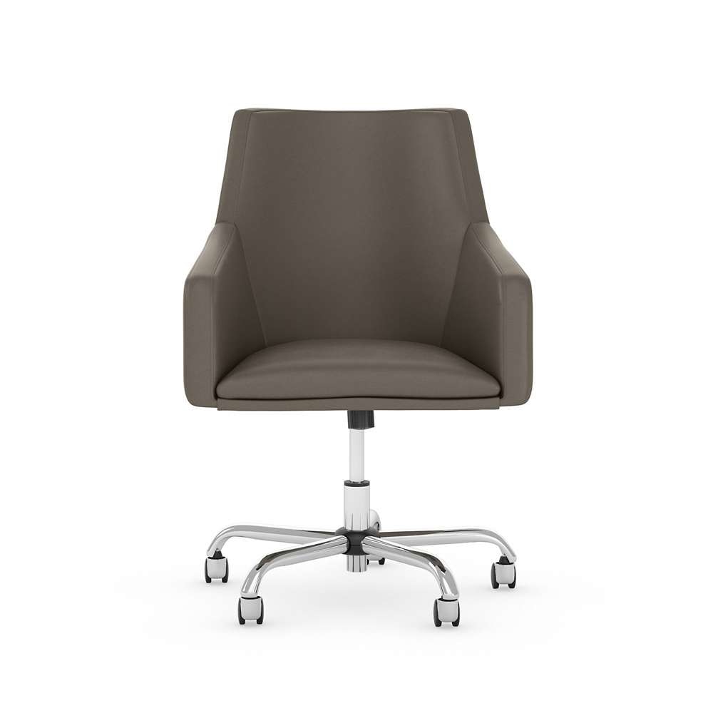 Bush Furniture - Cabot Mid Back Leather Box Chair in Washed Gray - CAB058WG veiw 1