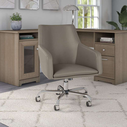 Bush Furniture - Cabot Mid Back Leather Box Chair in Washed Gray - CAB058WG veiw 4