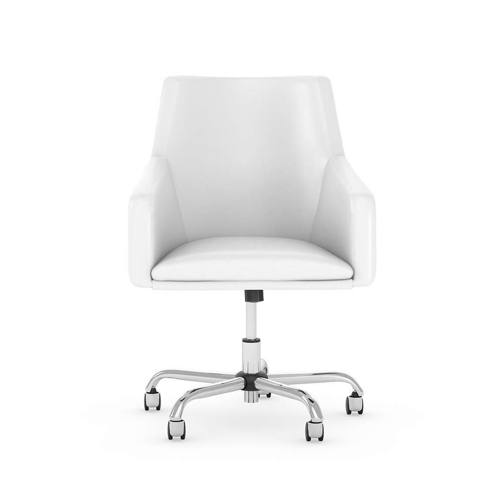 Bush Furniture - Cabot Mid Back Leather Box Chair in White - CAB058WH veiw 1