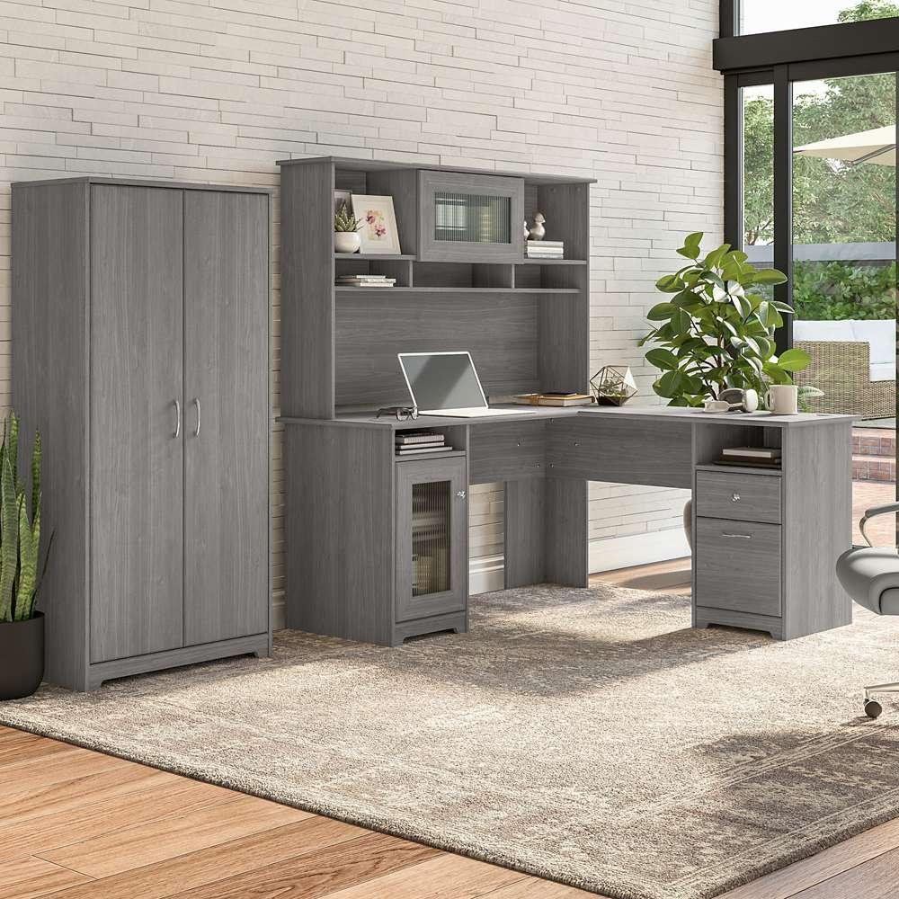 Bush Furniture - Cabot Tall Storage Cabinet with Doors in Modern Gray - WC31399 veiw 3