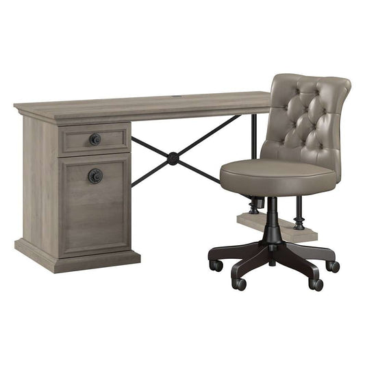 Bush Furniture - Coliseum 60W Designer Desk Set with Office Chair in Driftwood Gray - CSM014DG veiw 1